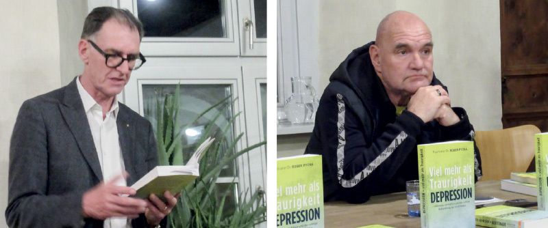 Der Psychiater Roger Pycha las aus seinem Buch „Depression - Viel mehr als Traurigkeit“ und sprach über die Volkskrankheit Depression, während Richard Santifaller als Betroffener darüber erzählte. Wer Hilfe braucht: Telefonseelsorge: 0471/052052