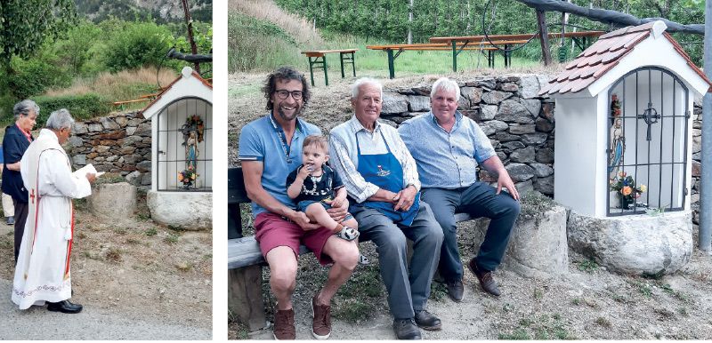 v. l.: Joachim Vidal, Christoph Schuster und Günther Schönthaler links: Dekan Mathew bei der Segnung