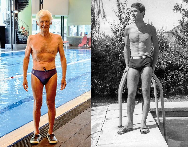 Mittlerweile ist Siegmar Trojer 80 Jahre alt und immer noch fit. rechts: Siegmar Trojer im Alter von 20 Jahren