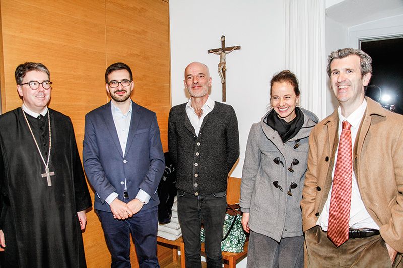 v. l.: Abt Philipp, David Fliri , Toni Bernhart, Verena Pohl und John Butcher