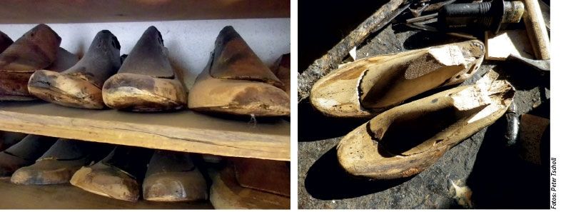 Schusters Leisten. Auf dem Leisten („Loascht“) wurde der Schuh aufgebaut. Fotografiert in Latsch bei Albert Rinner.