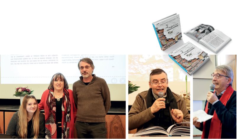 v. l. Elena Kaserer, Magdalena Dietl Sapelza, Erwin Bernhart, Ulrich Wielander und Florian Kronbichler bei der Buchvorstellung am 9. Dezember 2022 im Kulturhaus von Schluderns